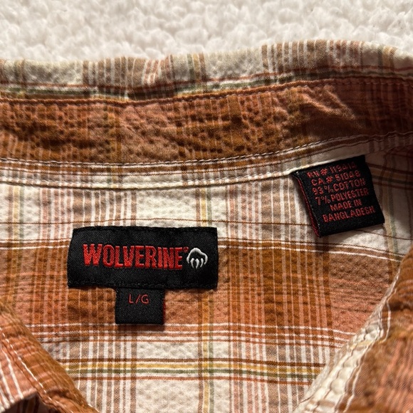 Wolverine Orange and White Casual Button Down Shirt - Picture 2 of 4